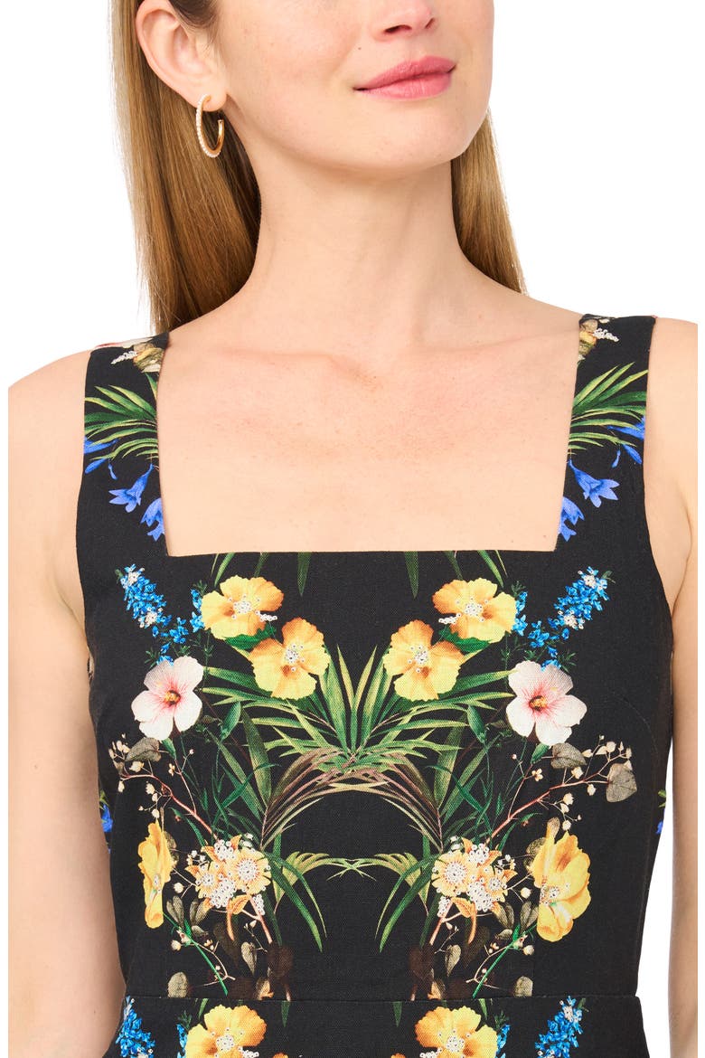 Floral Linen Blend Minidress, Alternate, color, RICH BLACK