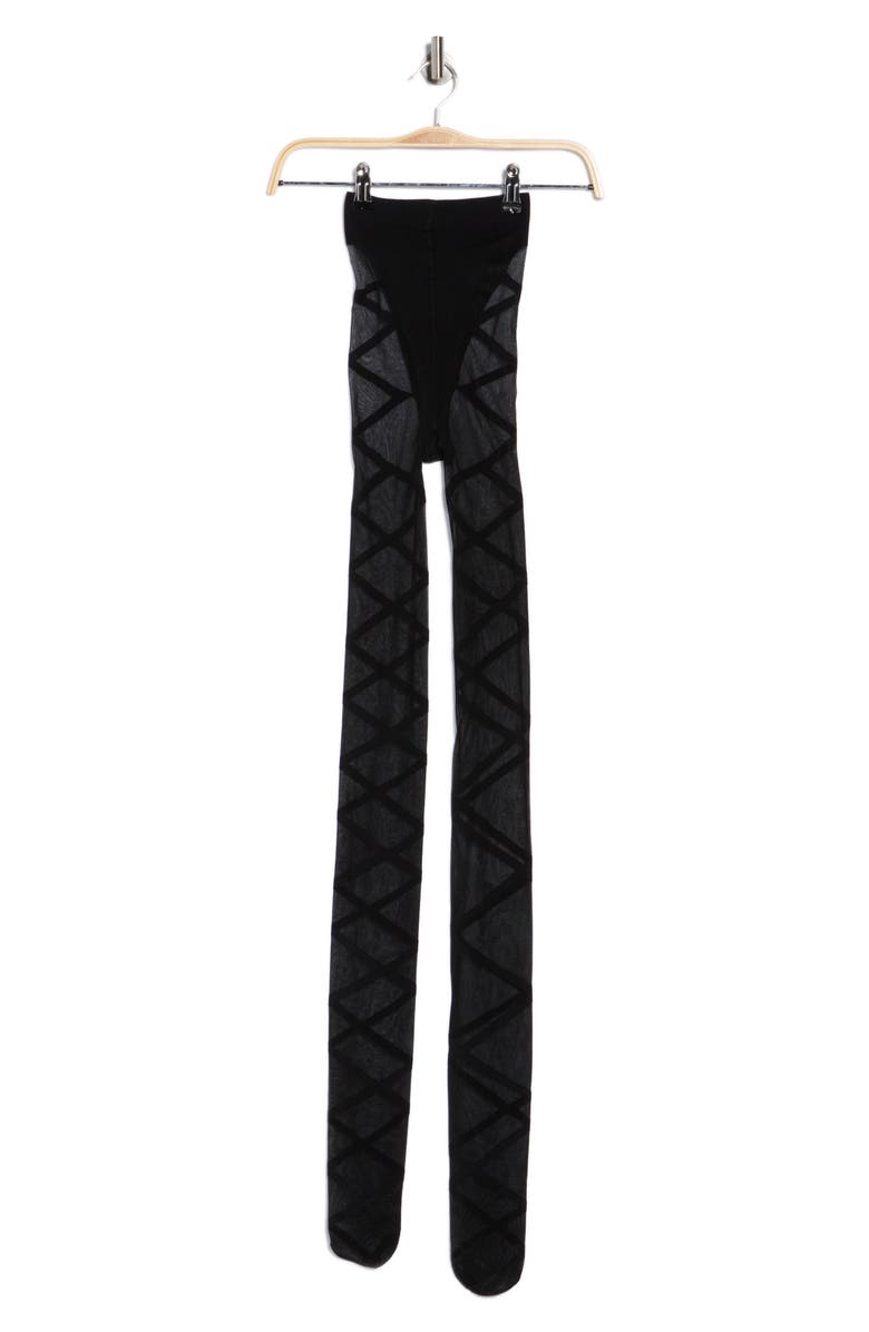 NORDSTROM RACK Lace Up Illusion Tights, Alternate, color, 