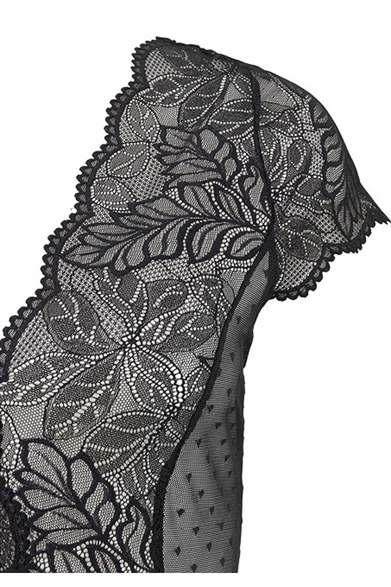 Women's V-Neck Lace Teddy, Alternate, color, Black