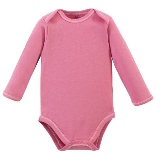 Touched By Nature Little Soft Organic Cotton Long-sleeve One-piece Essentials In Pink