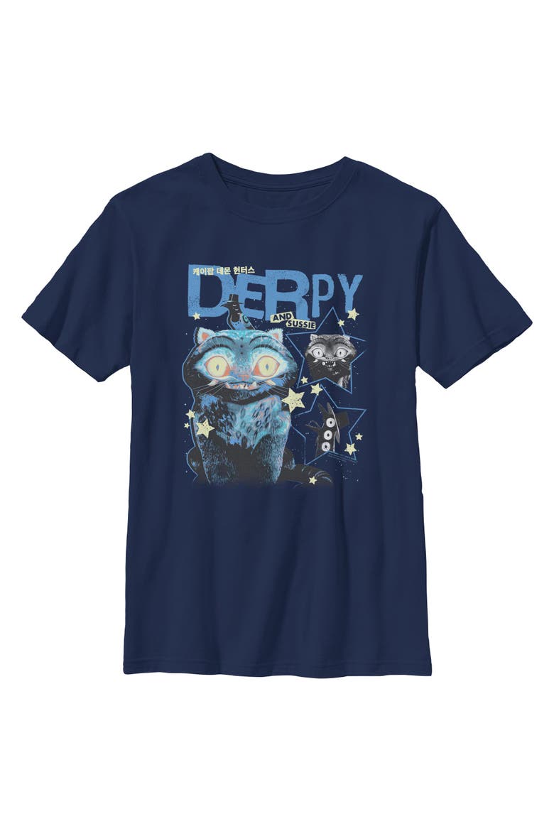 Boy's Kpop Demon Hunters Derpy and Sussie Stars  Graphic T-Shirt, Main, color, Navy Blue