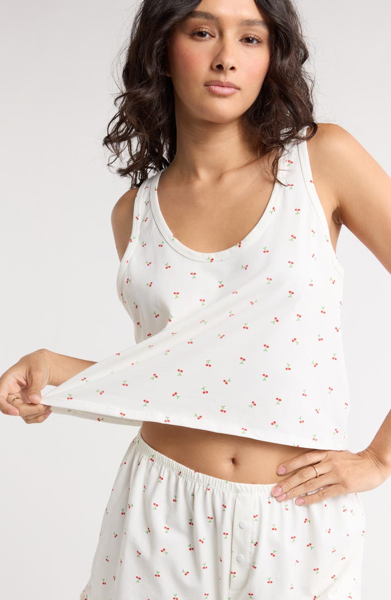 Abound Tank Short Pajamas, Alternate, color, Ivory Cherry Toss