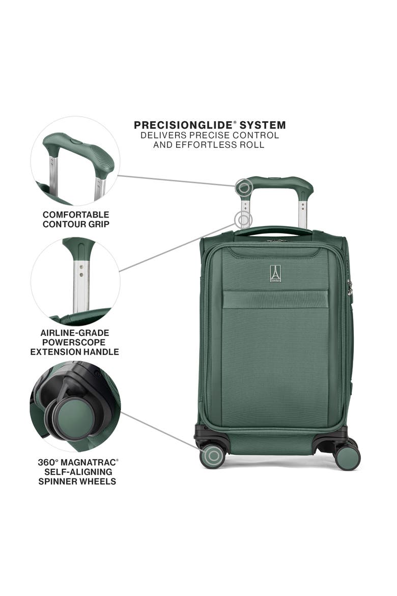 Versapack + Lightweight Softside Expandable 20" Compact Carry On Spinner Luggage, Alternate, color, Desert Sage
