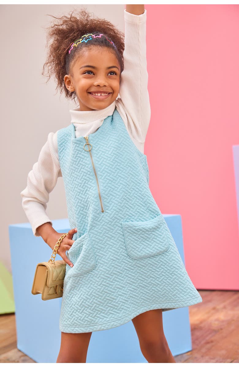 BISBY Kids' Quilted Jumper, Alternate, color, Aqua Quilted Trellis