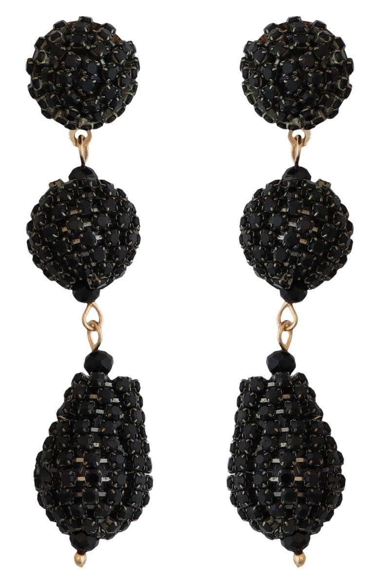 Panacea Beaded Linear Drop Earrings, Main, color, Black