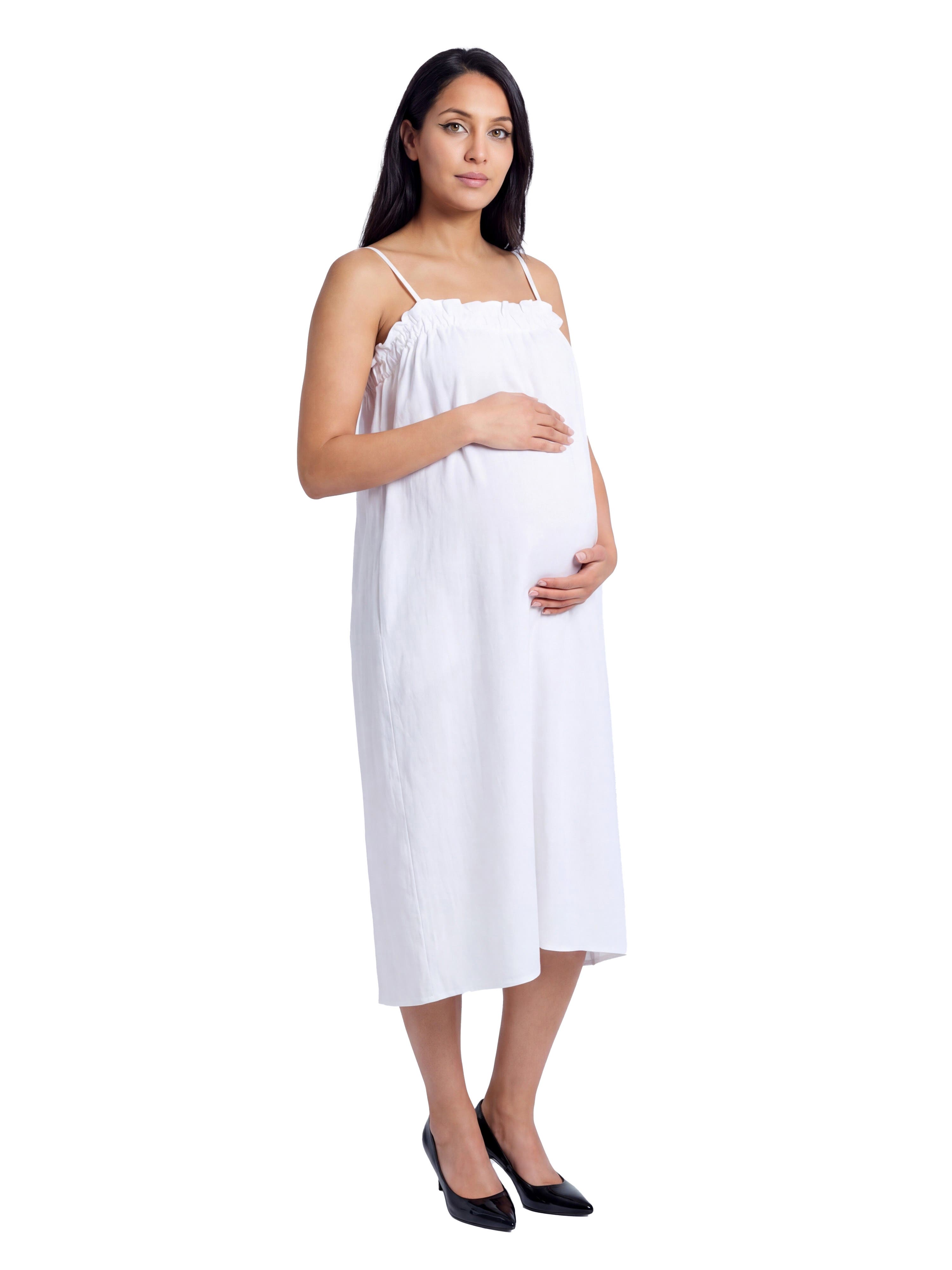 Maternity Essential Spaghetti Strap Smocked Pocket A-Line Maxi Dress - image 4