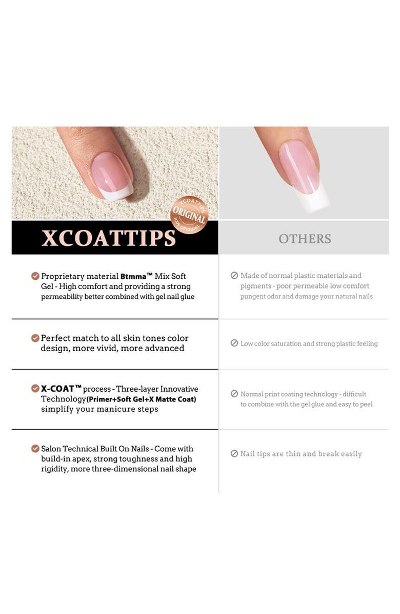 Btartboxnails Soft Gel Nails XCOATTIPS<sup>®</sup> French Collection, Alternate, color, Short Coffin Pink