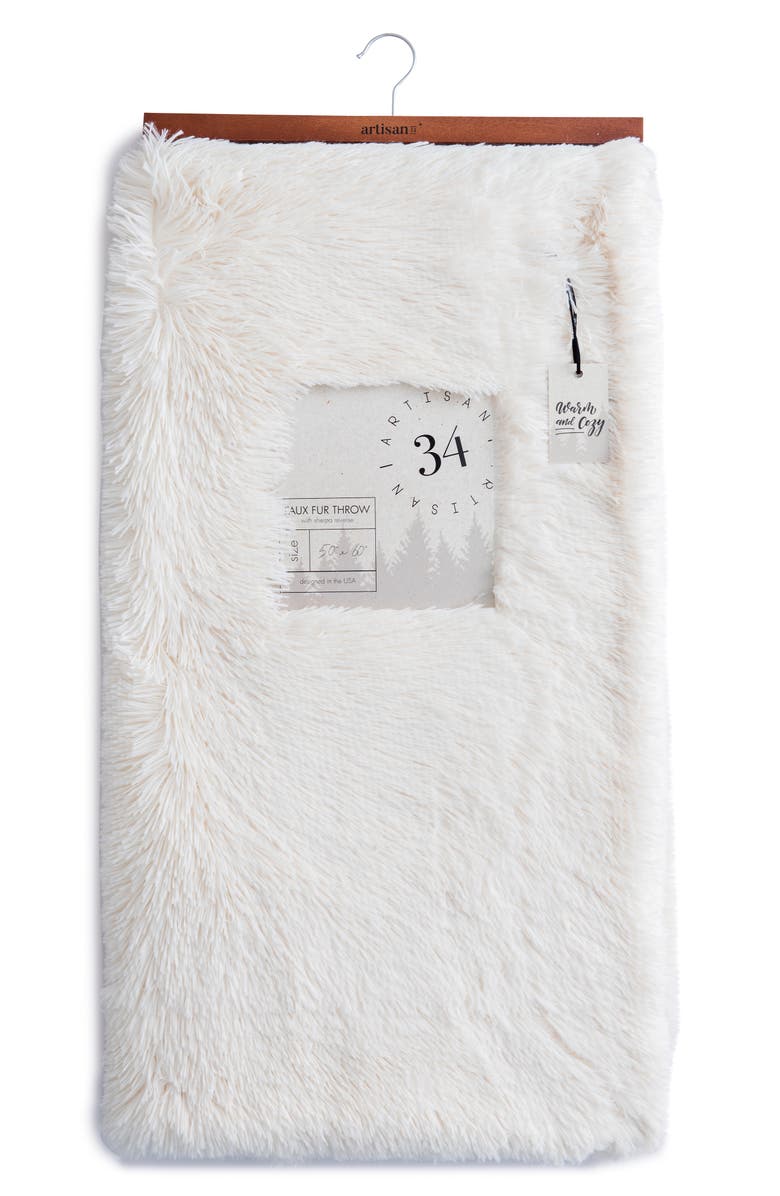 ARTISAN 34 Solid High Pile Faux Fur Throw Blanket, Main, color, 