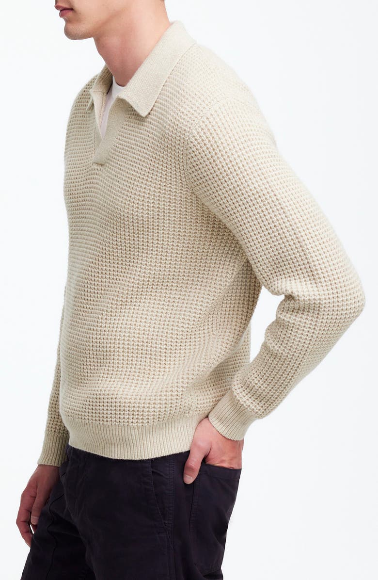 Madewell Waffle Johnny Collar Polo, Alternate, color, Heather Light Sand
