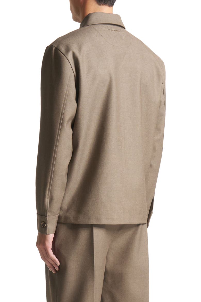Leo Hatched Tailored Long Sleeve Overshirt, Alternate, color, Khaki