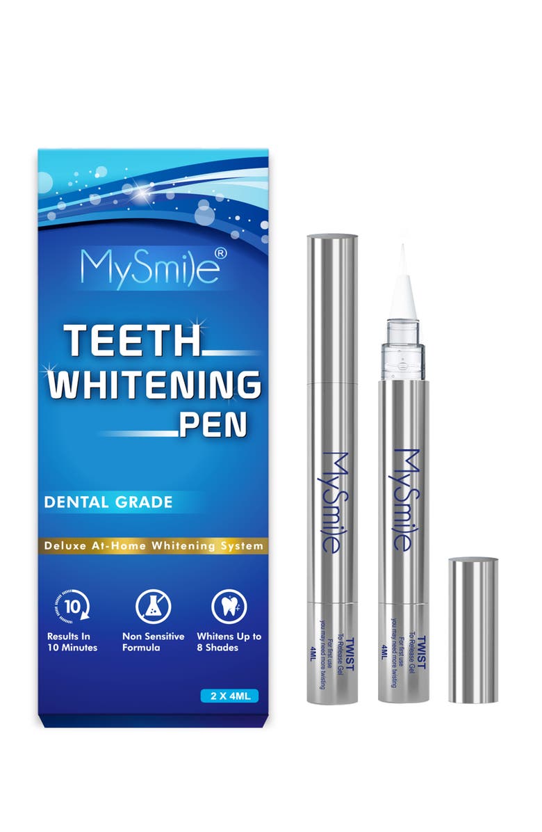 MySmile Teeth Whitening Pen Kit 14 Treatments - Non-Sensitive Teeth Whitening Gel Pen, Main, color, Silver
