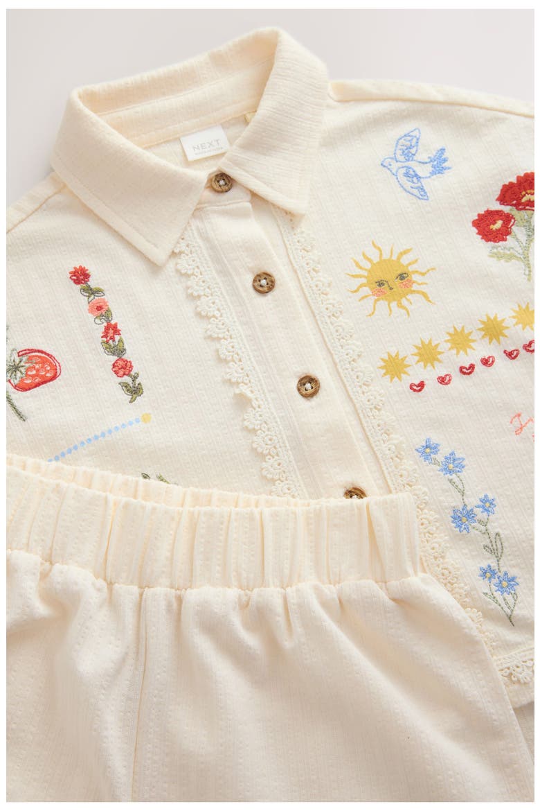 Kids' Embroidered Shirt & Shorts Set, Alternate, color, NEUTRAL
