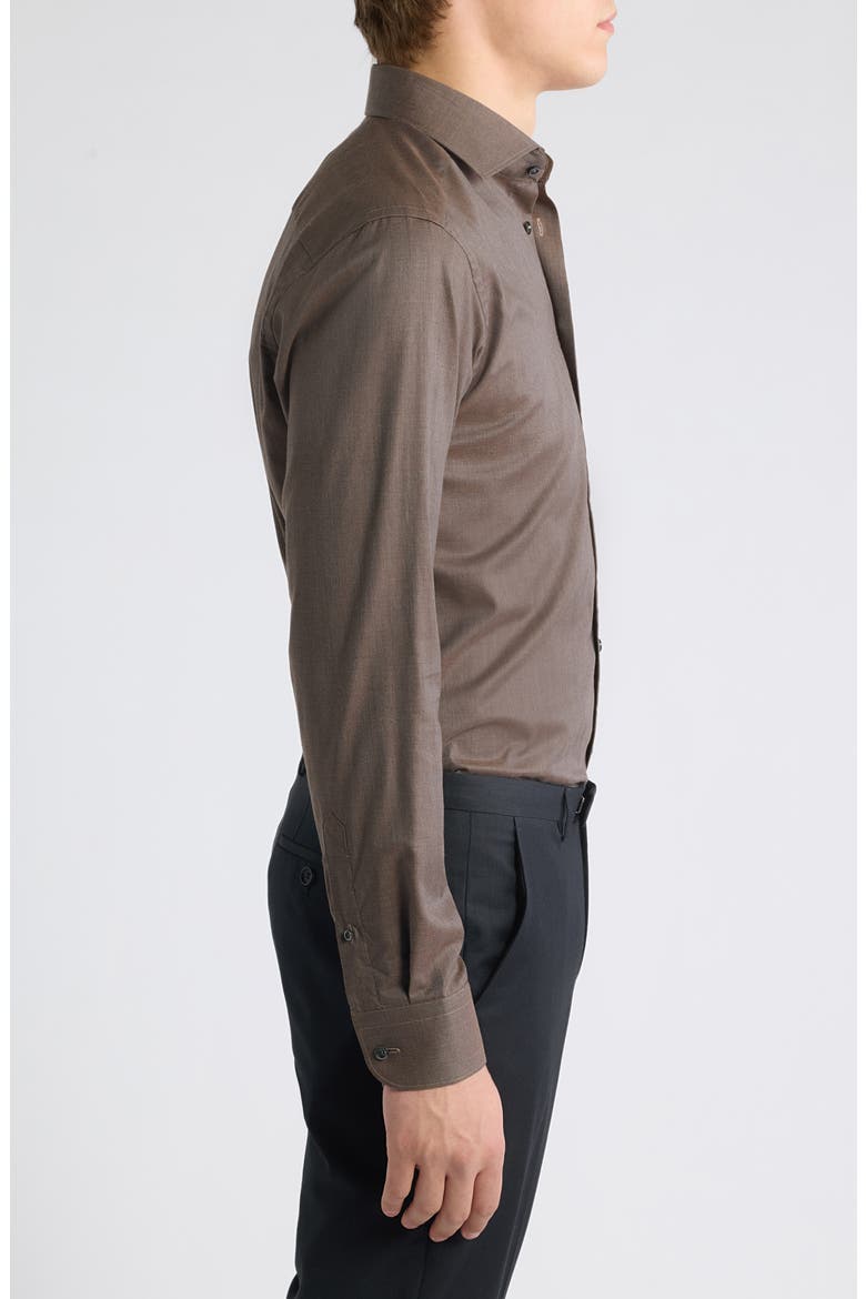 Slim Fit Cotton Dress Shirt, Alternate, color, MEDIUM BROWN
