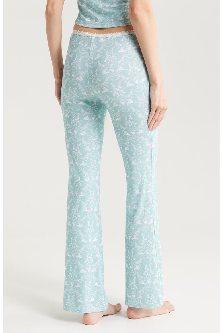 Lace Trim Stretch Modal Flare Pants, Alternate, color, LADY OF THE SEA