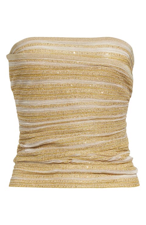 Ruched Metallic Tube Top