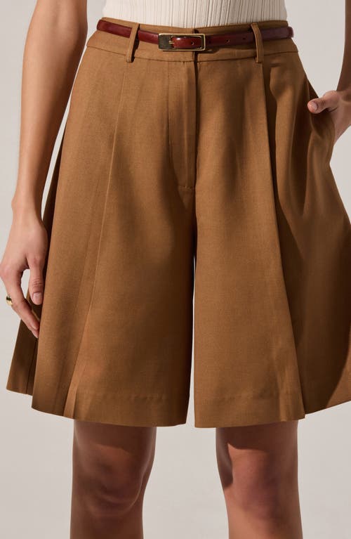 Astr The Label Quillie Pleated Bermuda Shorts In Brown