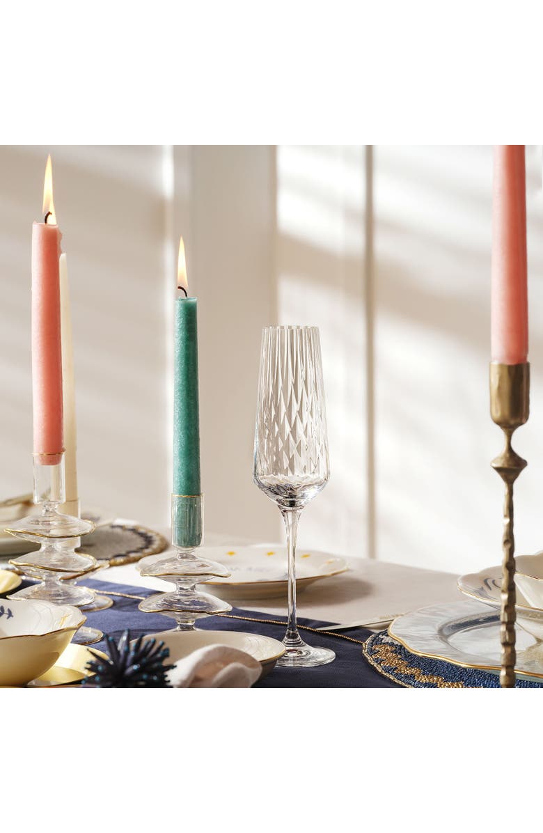 Zsa Zsa Zsu Poznan Optical Glass Flute Champagne Glass 6 Oz. Transparent Set Of 6, Alternate, color, Clear