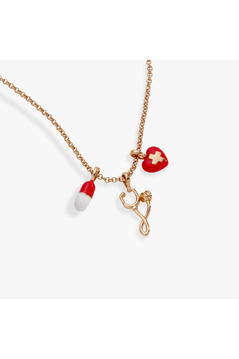 'Unsung Hero' Healthcare Charm Necklace, Alternate, color, Gold