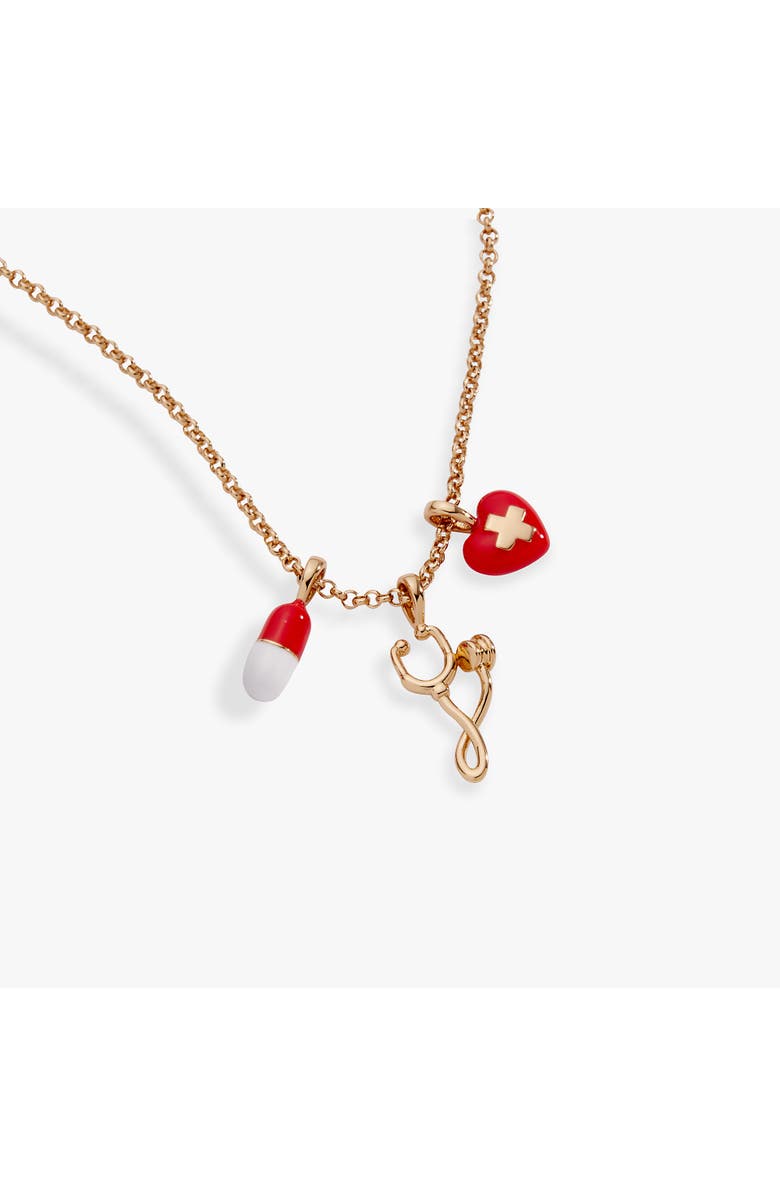 Alex and Ani 'Unsung Hero' Healthcare Charm Necklace, Alternate, color, Gold