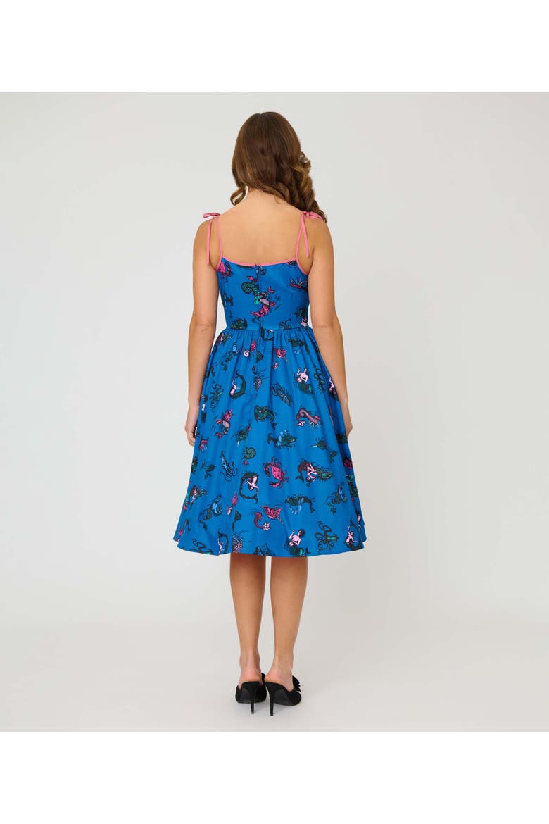1950s Cotton Swing Dress, Alternate, color, Blue Sea Creature Print