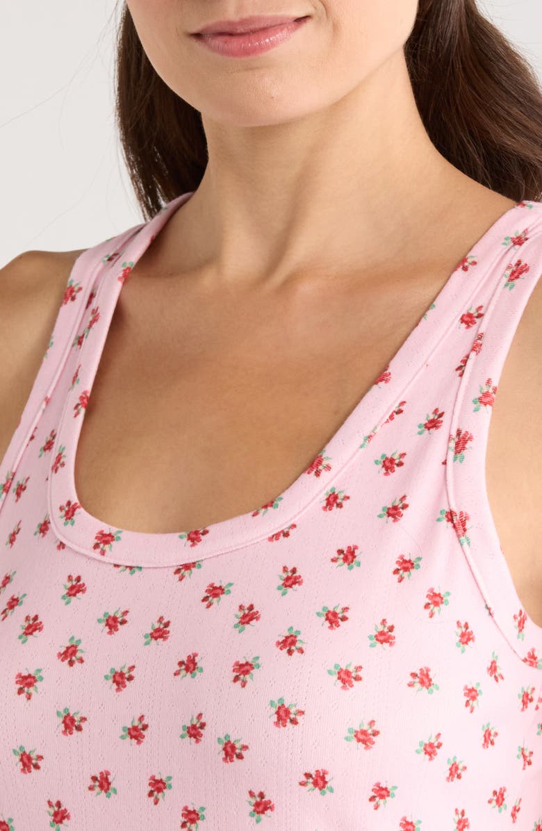 PJ Salvage Crazy for the Holidays Brushed Pointelle Sleep Tank, Alternate, color, Pink