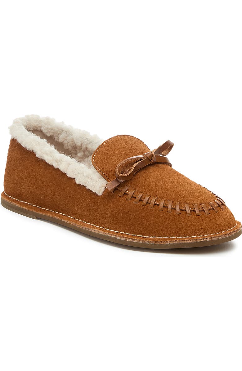 Kelsi Dagger Brooklyn Huggy Faux Shearling Lined Slipper, Main, color, Cognac