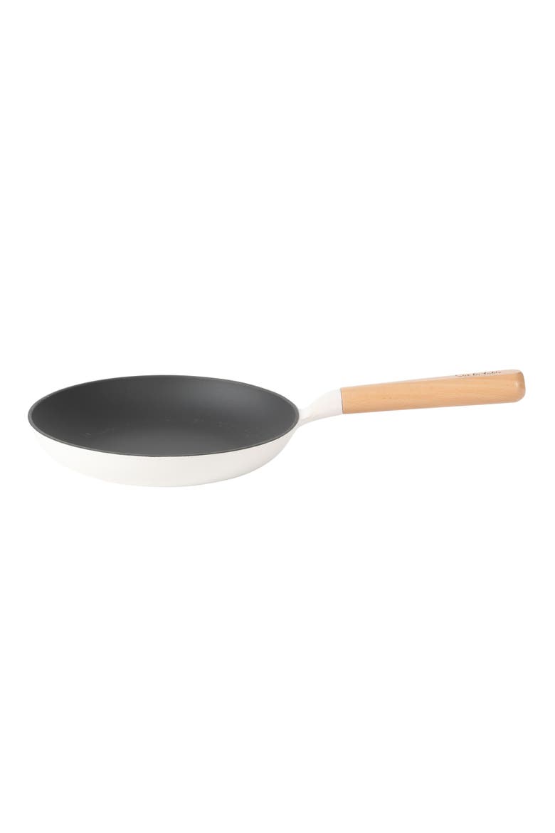 Pre-Seasoned Cast Iron Skillet with Wood Handle, Natural Nonstick Lightweight Frying Pan, Alternate, color, White