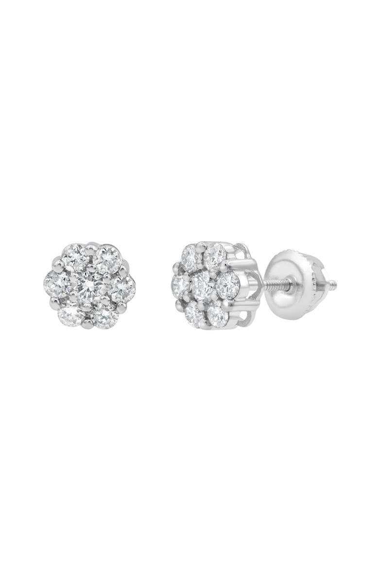 Blossom 14K White Gold Flower Cluster Diamond Unisex Earrings - 0.49 Ct, Main, color, 14K White Gold