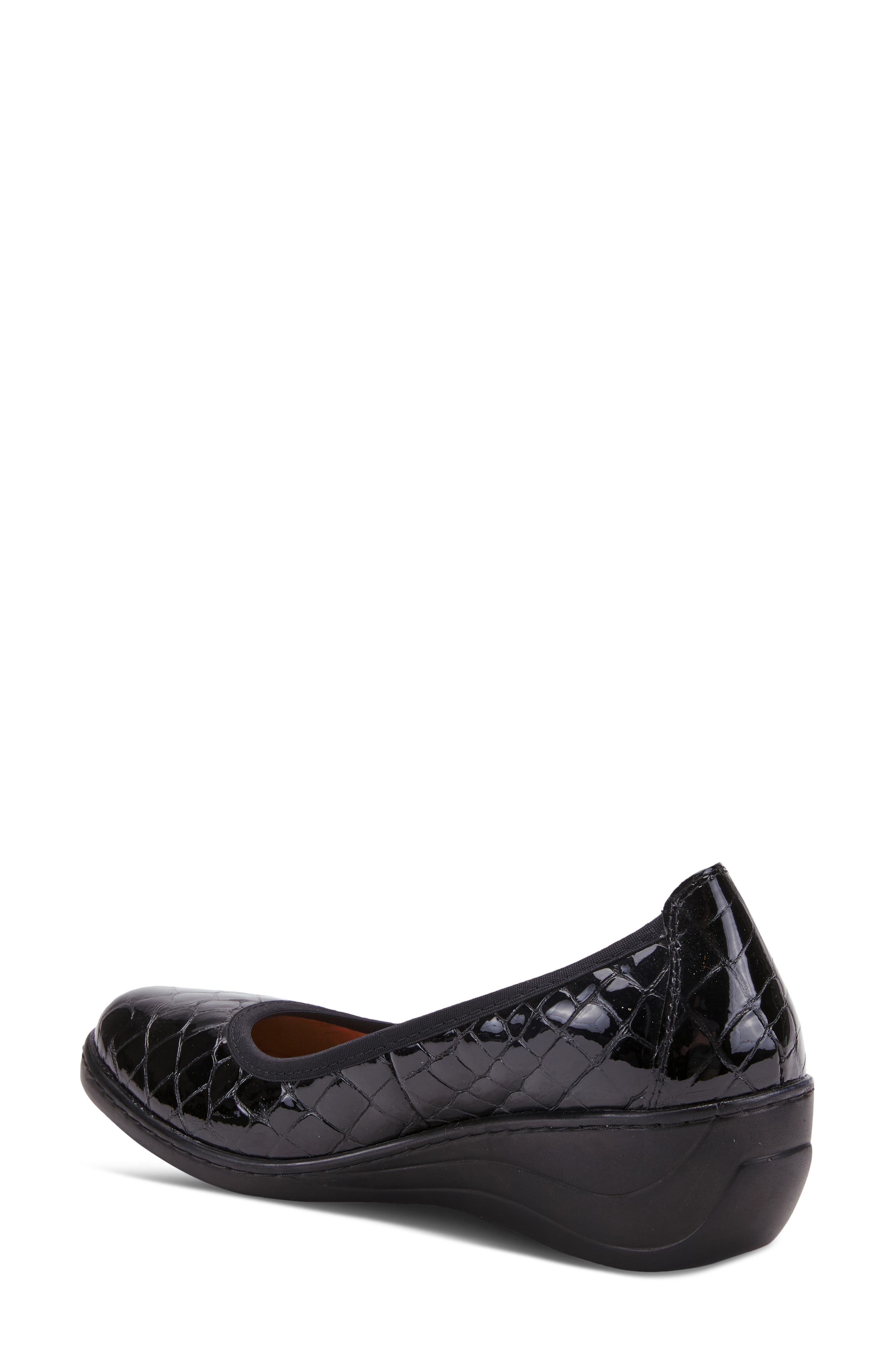Kartii Croc Embossed Wedge Pump, Alternate, color, BLACK