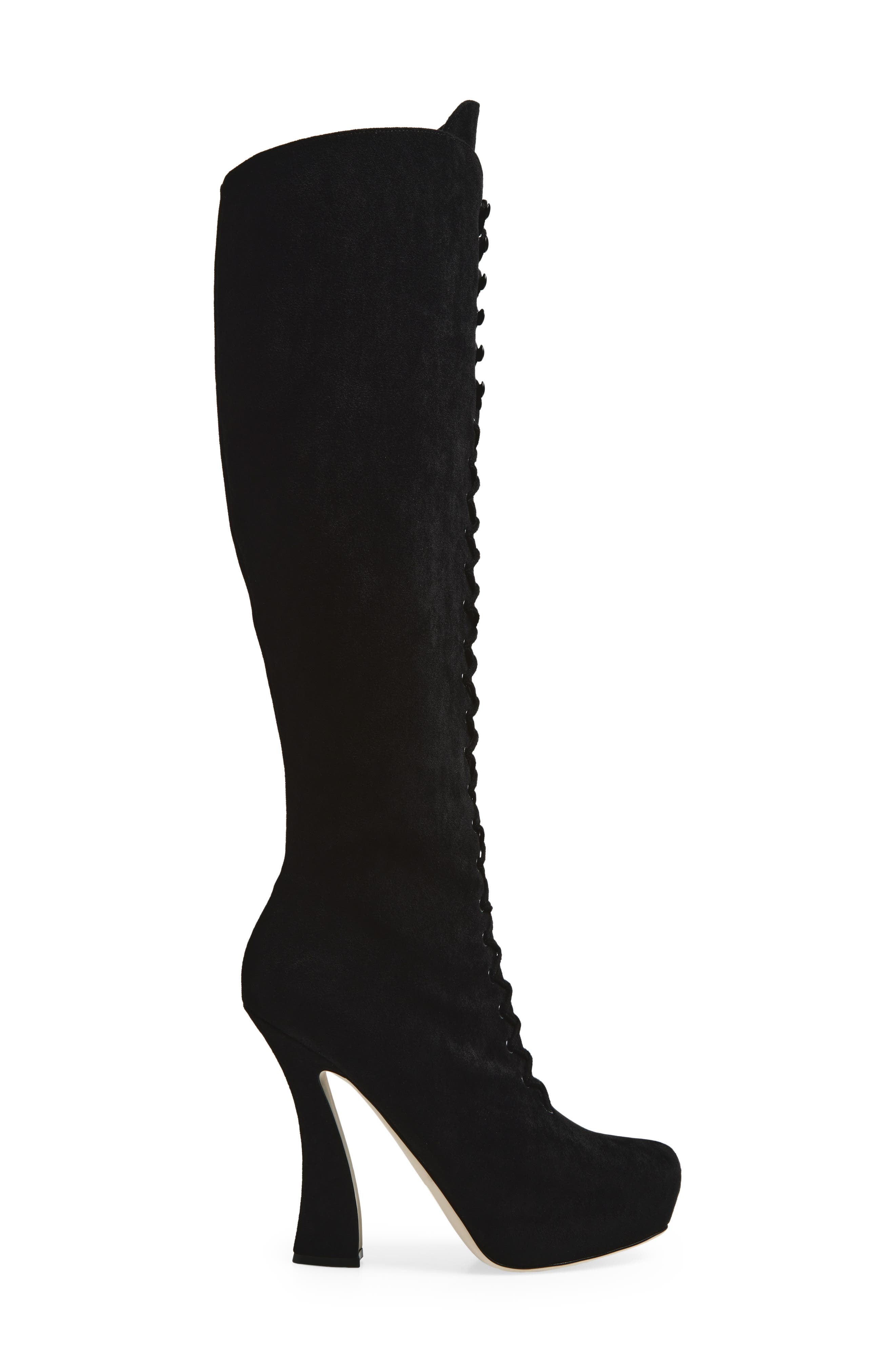 Jeffrey Campbell Pop-Off Faux Suede Tall Boot, Alternate, color, Black Suede