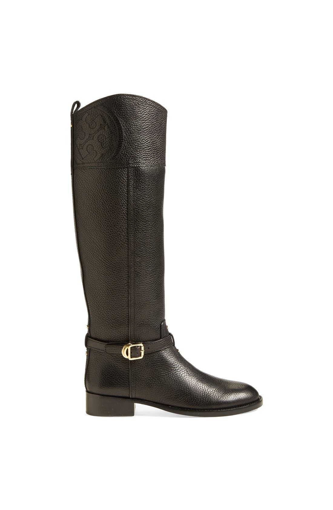 Tory Burch 'Marlene' Leather Riding Boot, Alternate, color, 