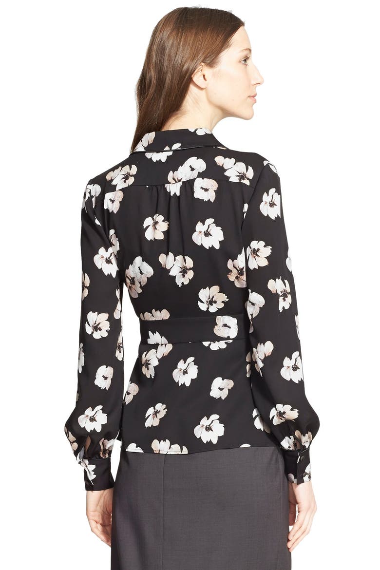 Floral Print Silk Twill Blazer, Alternate, color, BLACK FLORAL MOTIF PRINT