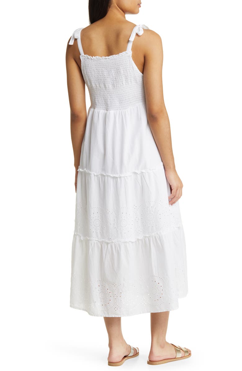 beachlunchlounge Tie Strap Cotton Eyelet Sundress, Alternate, color, 