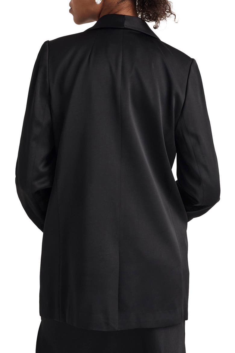 Oversize Satin Blazer, Alternate, color, TRUE BLACK