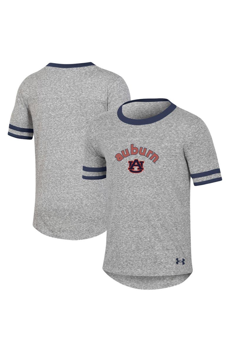 Under Armour Girls Youth Under Armour Heathered Gray Auburn Tigers Siro Slub Novelty T-Shirt, Main, color, Heather Gray