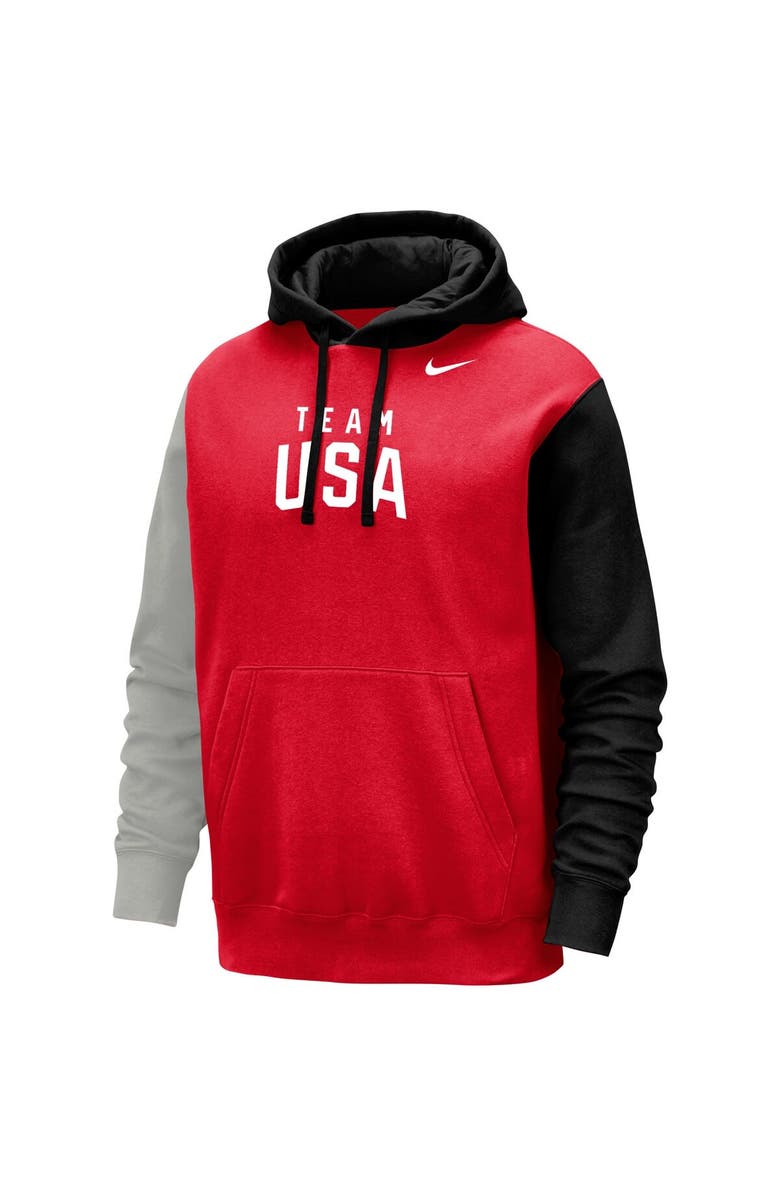 Nike Men's Nike Red/Black Team USA Colorblock Club Pullover Hoodie, Alternate, color, 