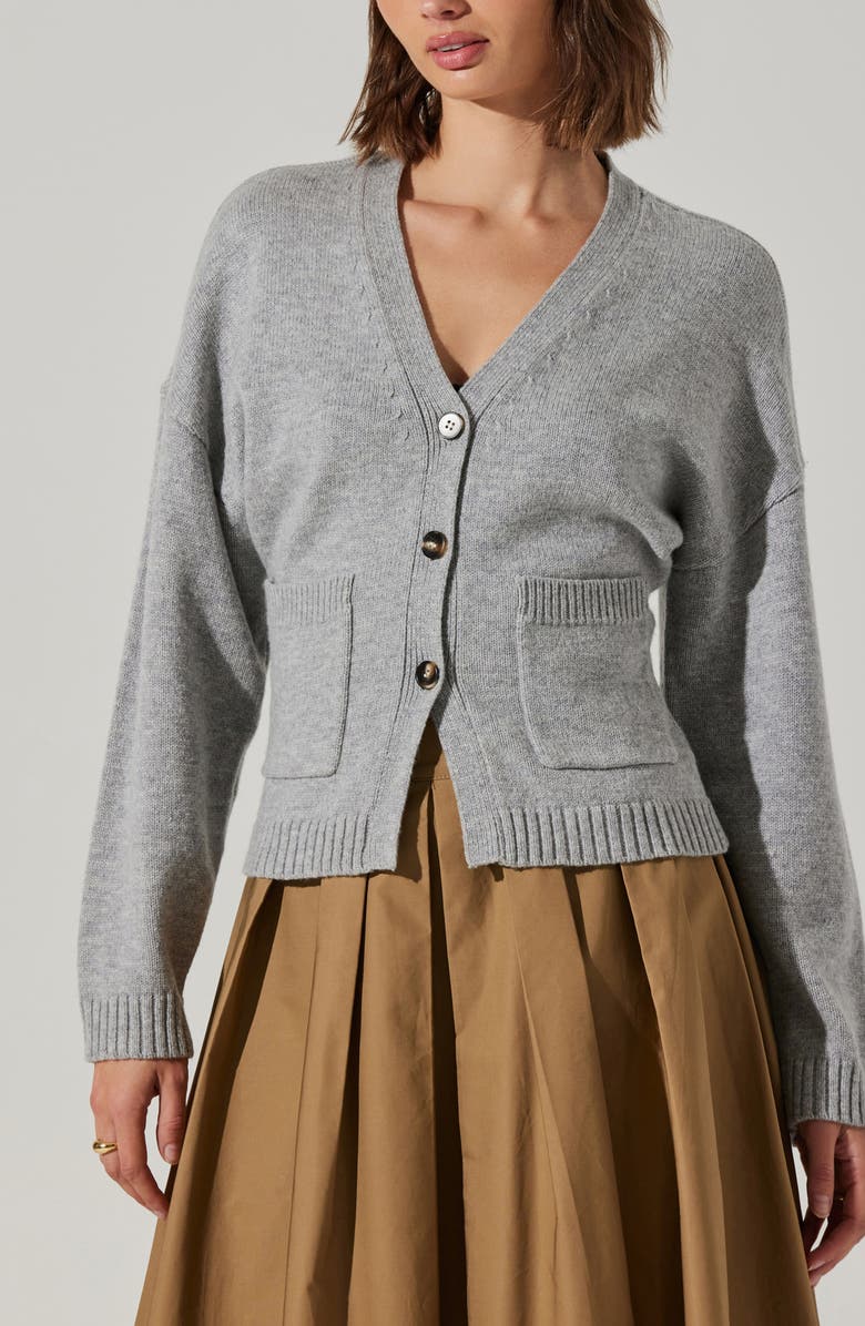 ASTR the Label Saffi V-Neck Cardigan, Alternate, color, Heather Grey