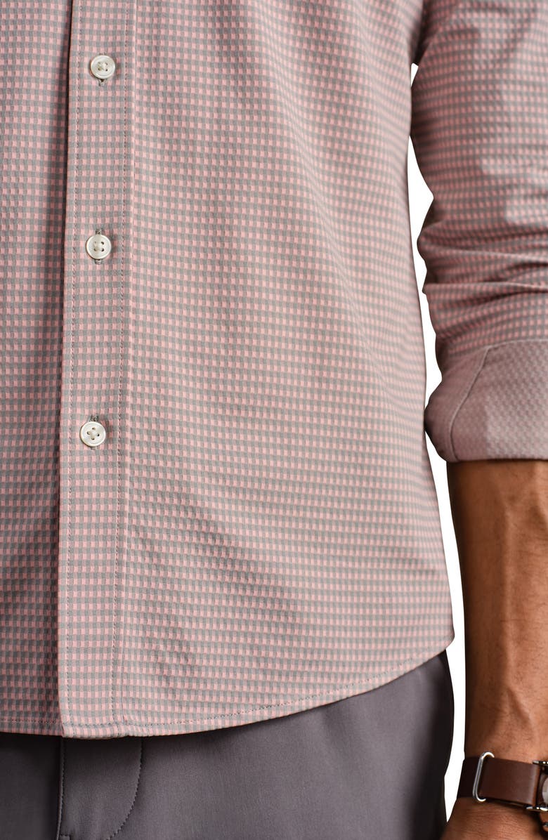Rhone Commuter Slim Fit Gingham Check Performance Button-Up Shirt, Alternate, color, Pink/ Sleet Gray Gingham