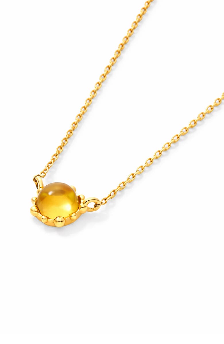 House of Frosted 14K Yellow Gold Citrine Cabochon Pendant Necklace, Alternate, color, 