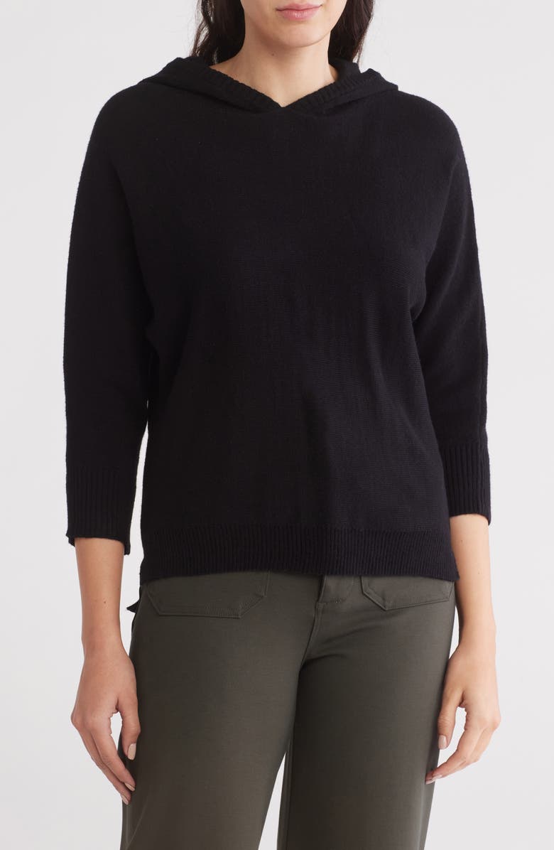 T Tahari Hooded Three Quarter Sleeve Sweater, Main, color, 