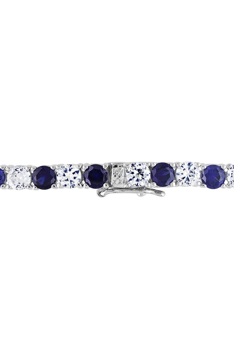 DELMAR Sterling Silver Created Blue & White Sapphire Bracelet, Alternate, color,