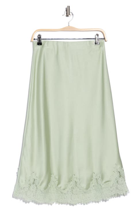 Lace Hem Satin Midi Skirt