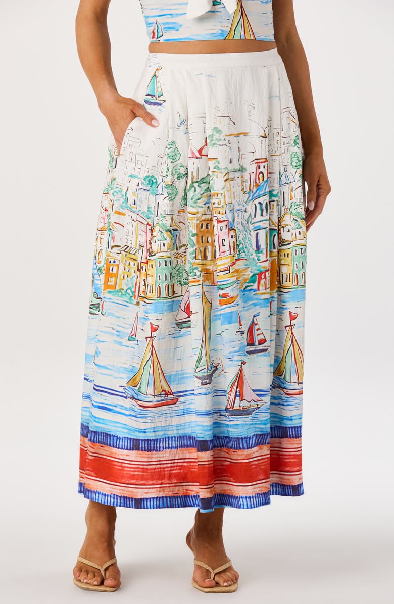 ASTR the Label Wendy Island Sketch Maxi Skirt, Main, color, Island Sketch