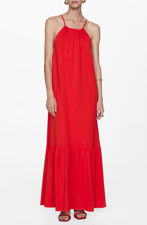 Mango Robe Longue Coton In Red