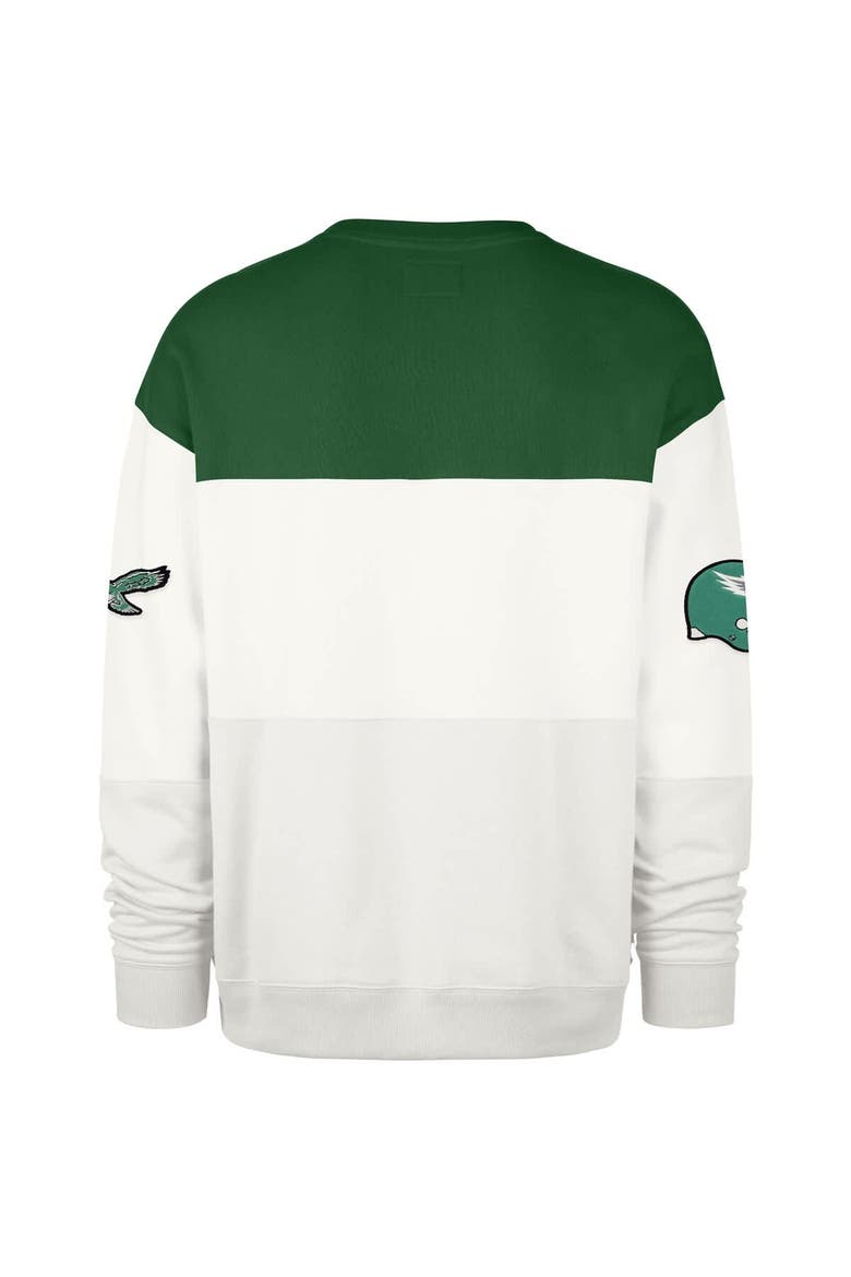 Men's '47  Kelly Green/Cream Philadelphia Eagles Throwback Breeze Maximalist Sweatshirt, Alternate, color, Kelly Green