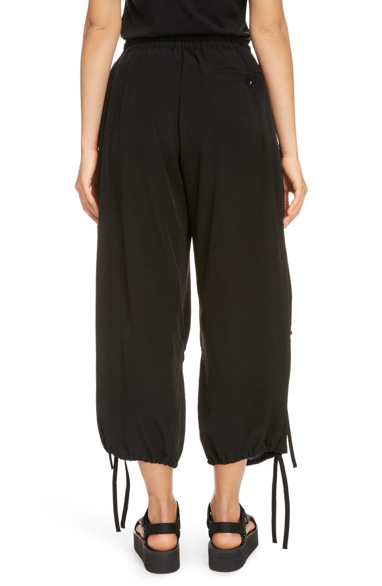 Y's by Yohji Yamamoto Gathered Mixed Media Crop Pants, Alternate, color, 