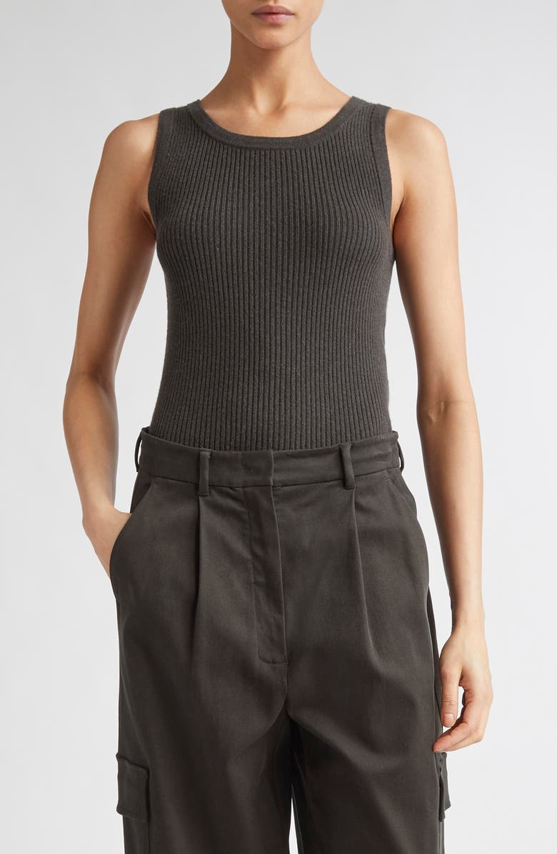 Max Mara Cipro Wool & Cashmere Sweater Tank, Main, color, Green