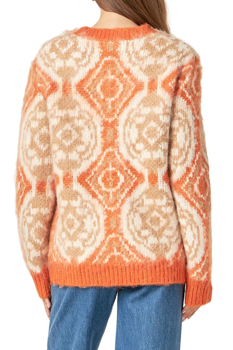 Medallion Crewneck Sweater, Alternate, color, ORANGE
