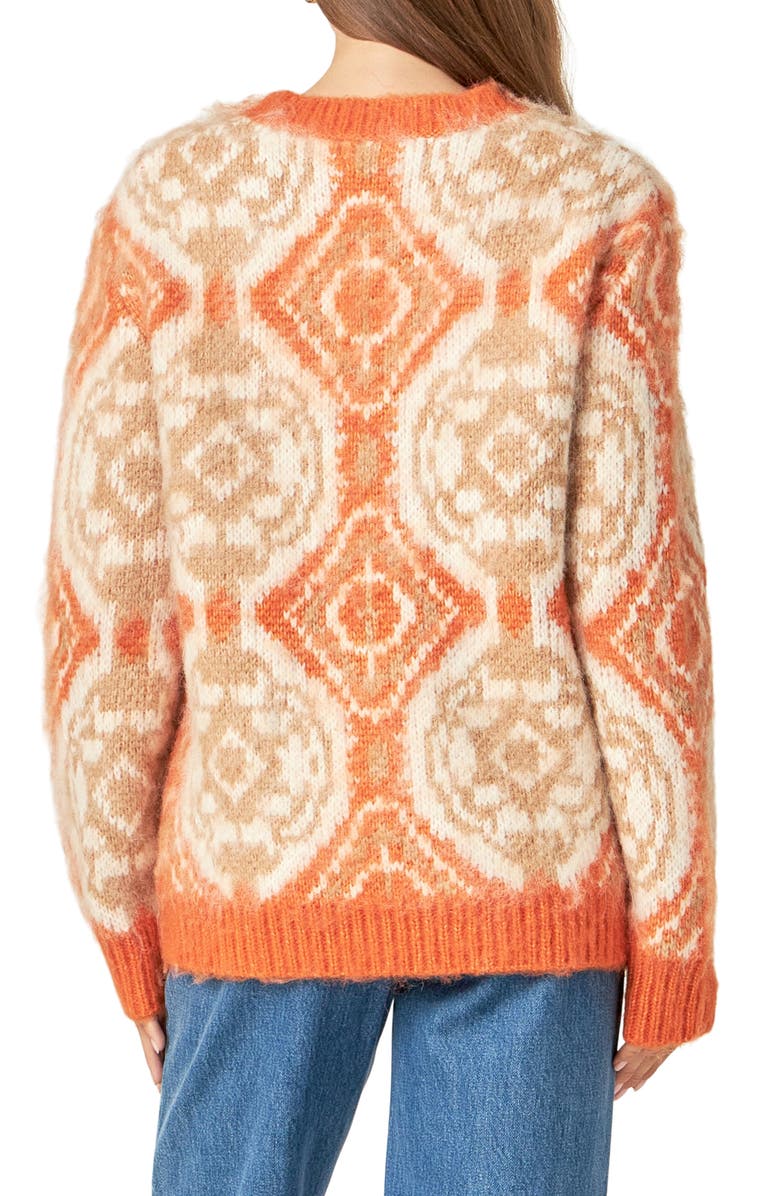 English Factory Medallion Crewneck Sweater, Alternate, color, Orange