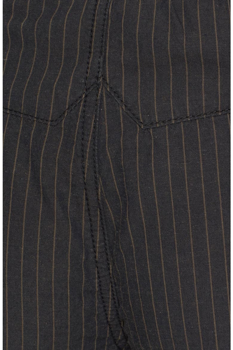 Pinstripe Flare Overalls, Alternate, color, BLACK/ TAN